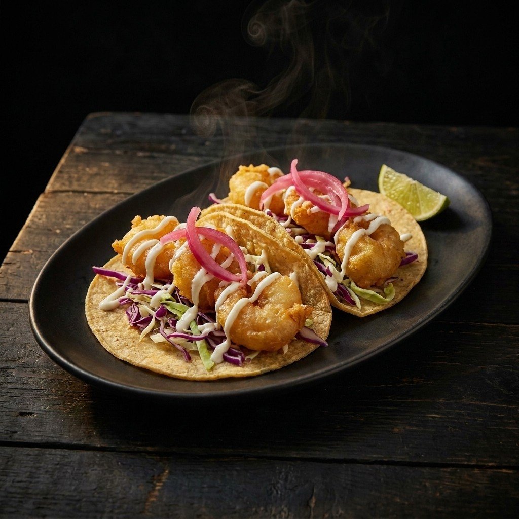 Baja shrimp or fish tacos