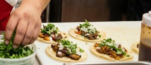 Fresh tacos garnished to order